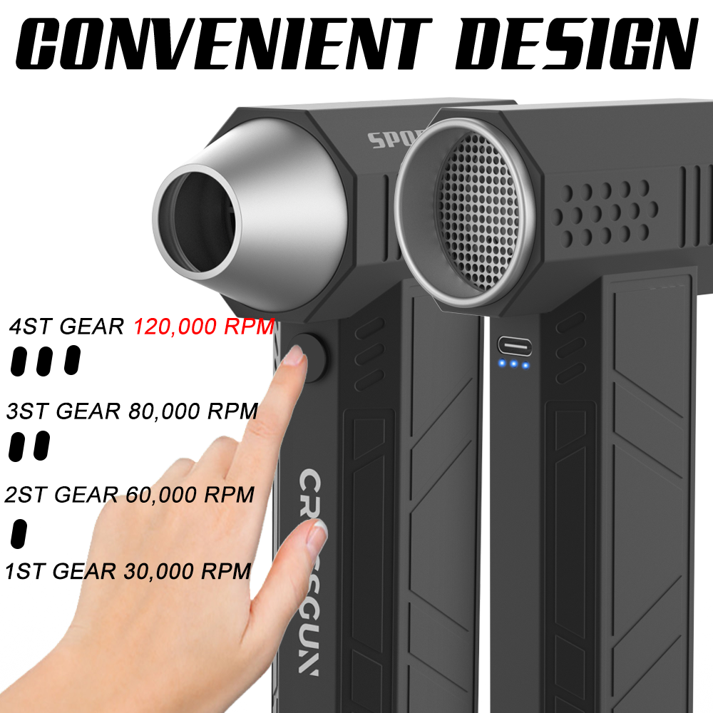 CROSSGUN 1200000RPM Mini Turbine Jet Fan Electric Industrial Air Duster Cleaner Rechargeable Handheld Ventilation Blower