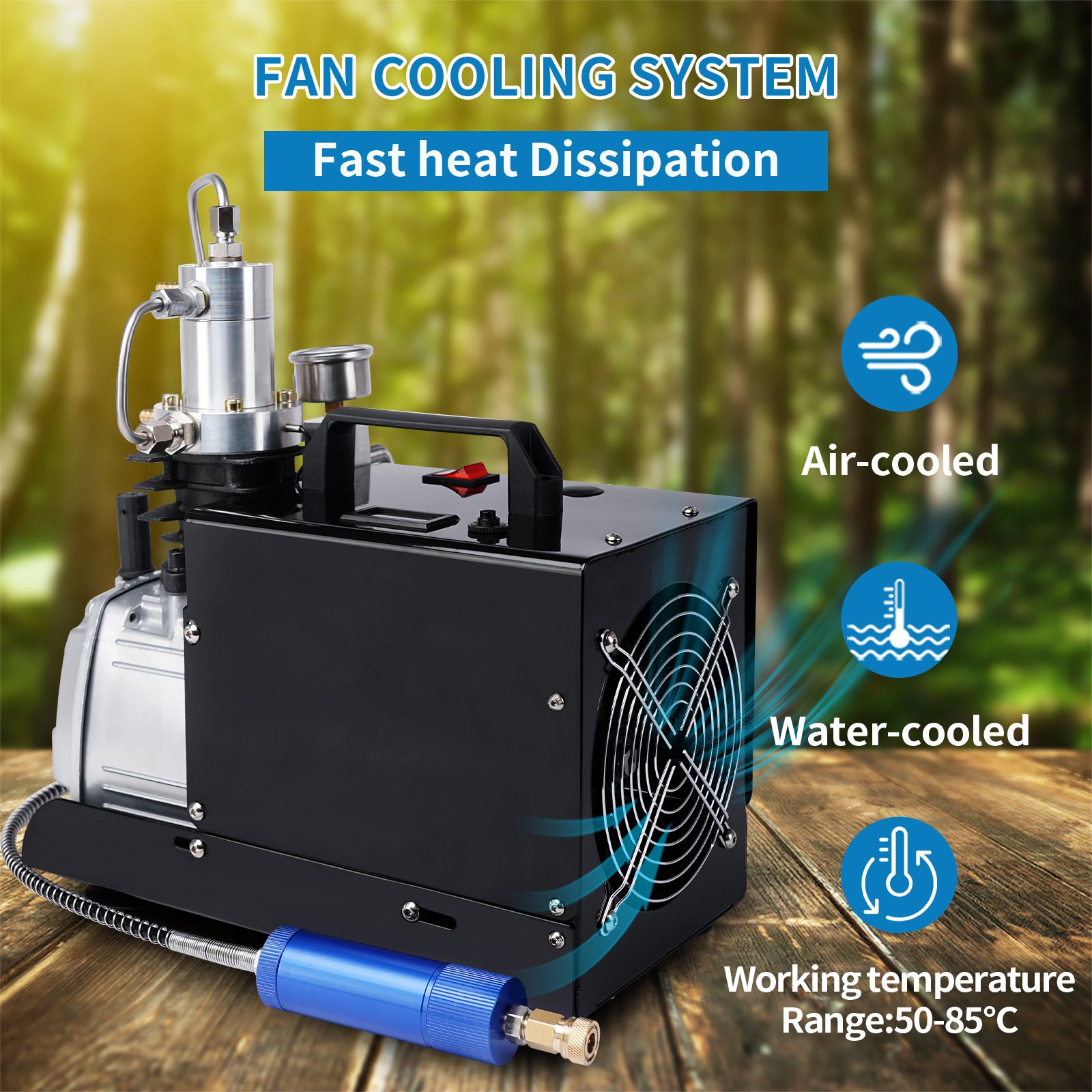 GP High Quality Portable Single Cylinder Manual Stop 30mpa High Pressure 1.8kw 4500psi 300bar Paintball Household Air Compressor