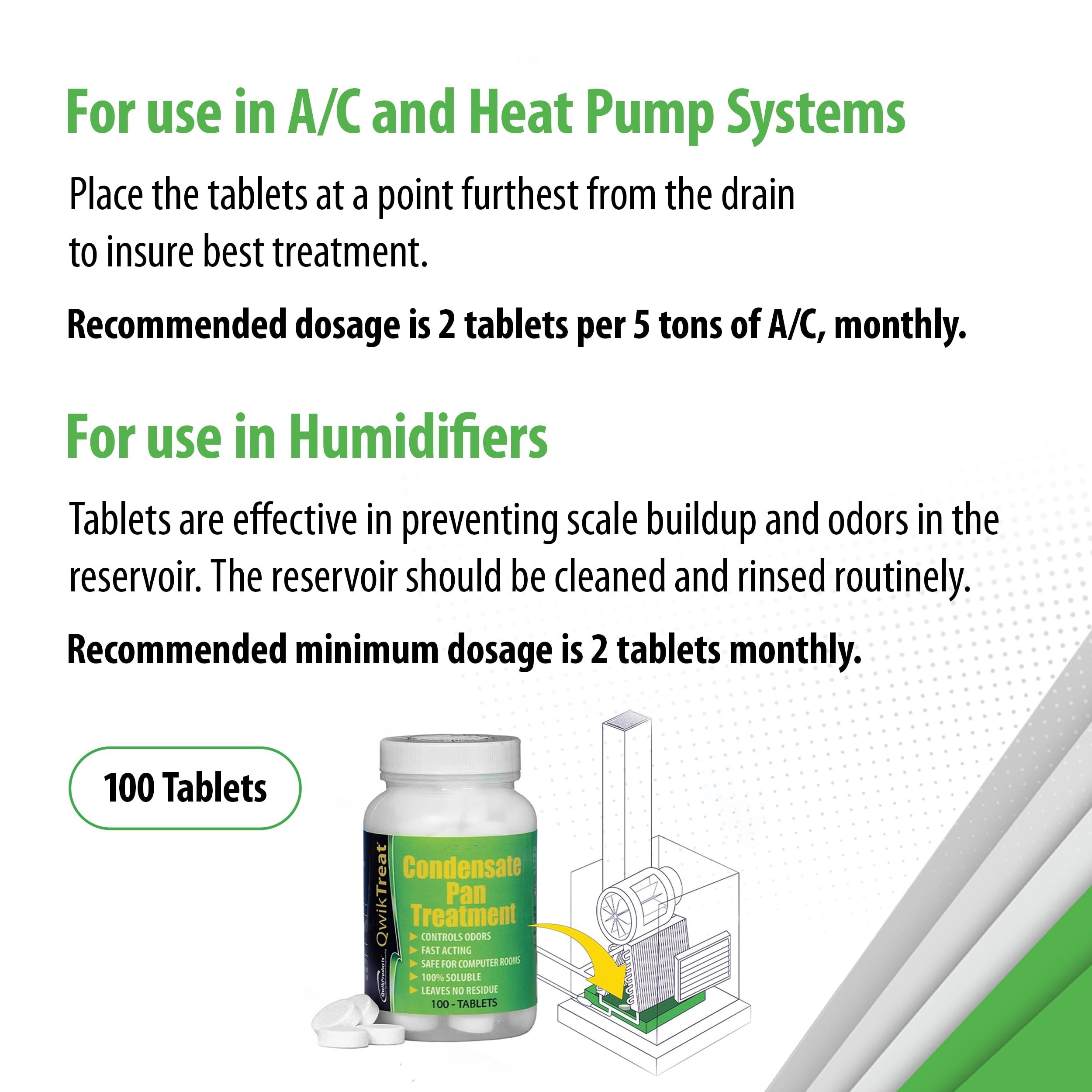 100 Tablets Condensate Pan Treatment Tablets AC Drip Pan Tablets Air Conditioner Drain Line Cleaner