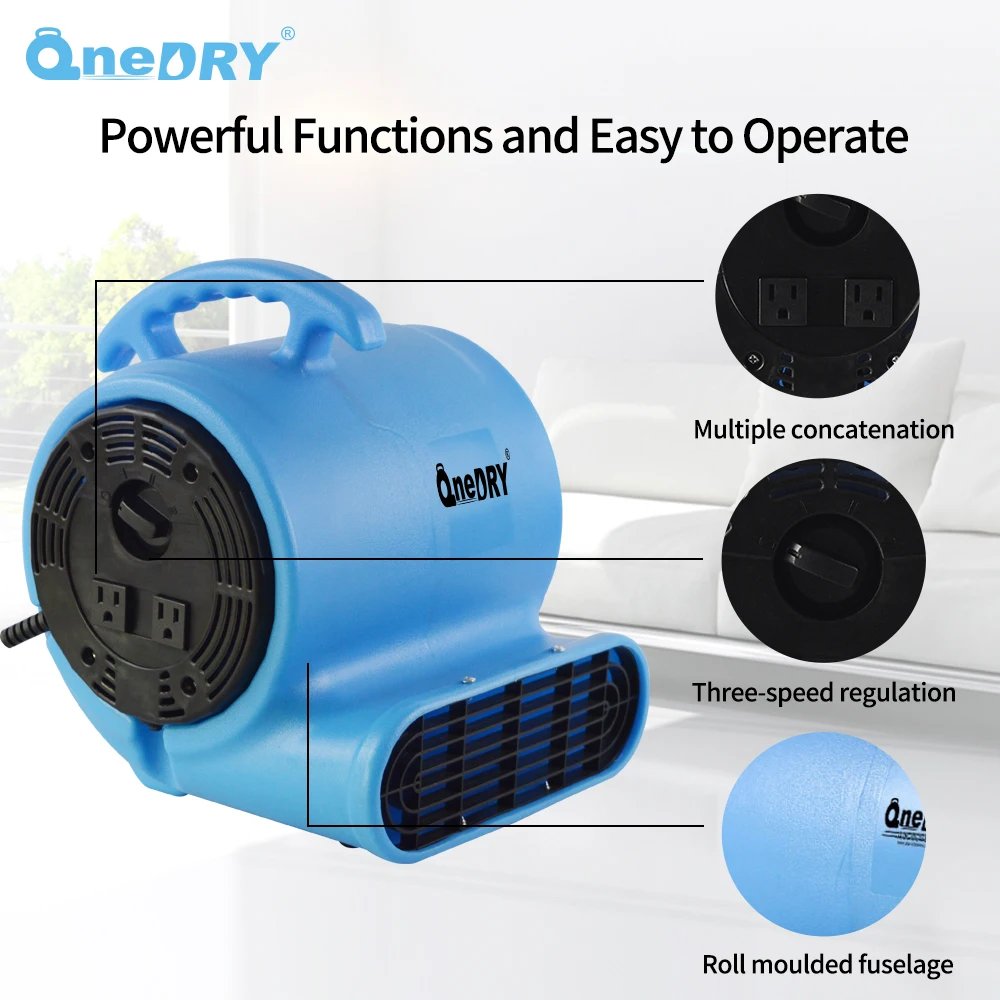 High Quality Portable Mini Turbo Air Mover Blower Fan Low-Profile Smoke Extractor Household Water Damage Electric Power Source