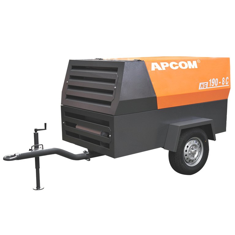 Portable Screw Air Compressor Diesel 190cfm APCOM Air-compressors 185 CFM 145 psi 8bar 48kw 65HP HG190-8C