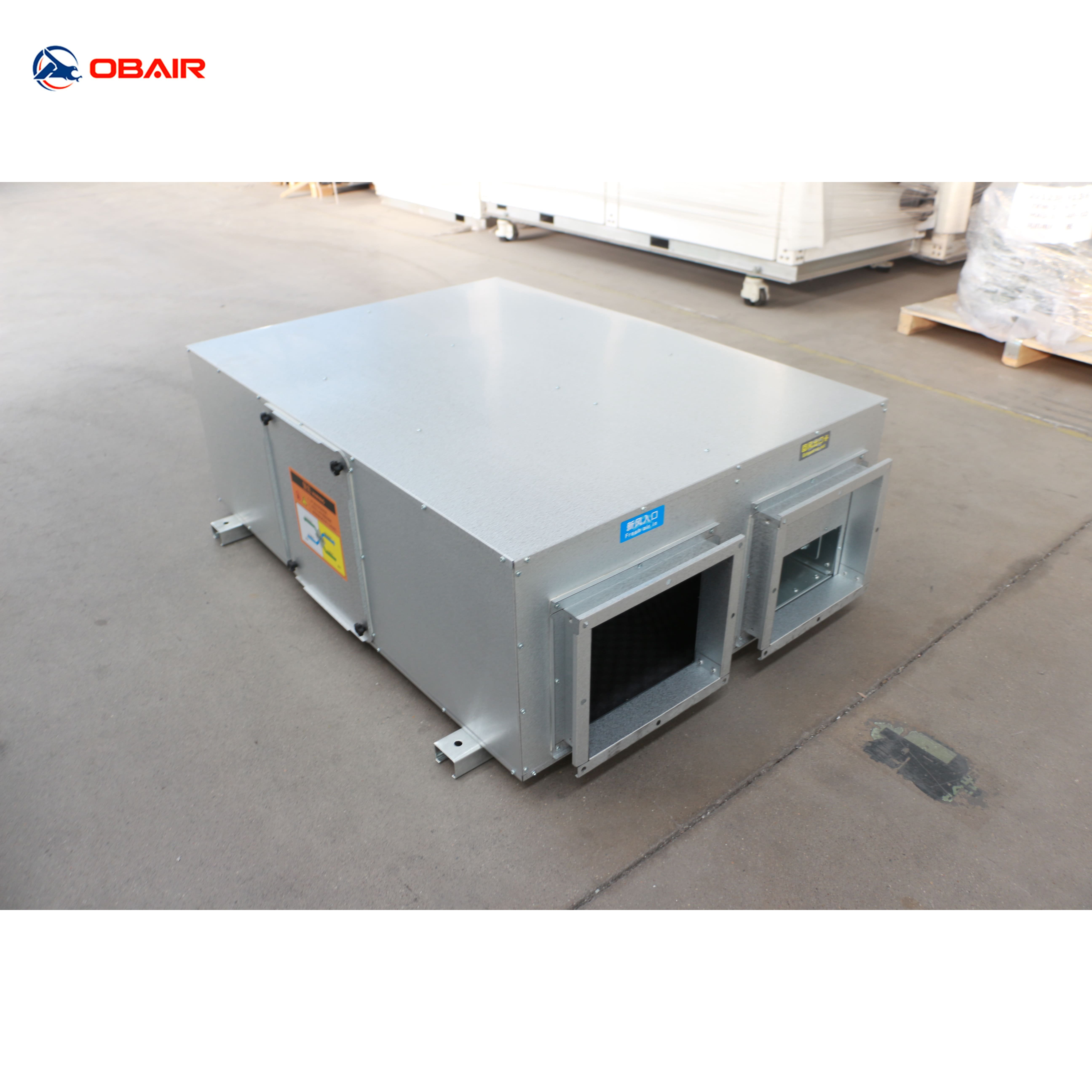 Economical High Safety Level Air Recovery Unit Metal Heat Recuperator Low Noise Compressor Motor Engine Ceiling Mount Hotels