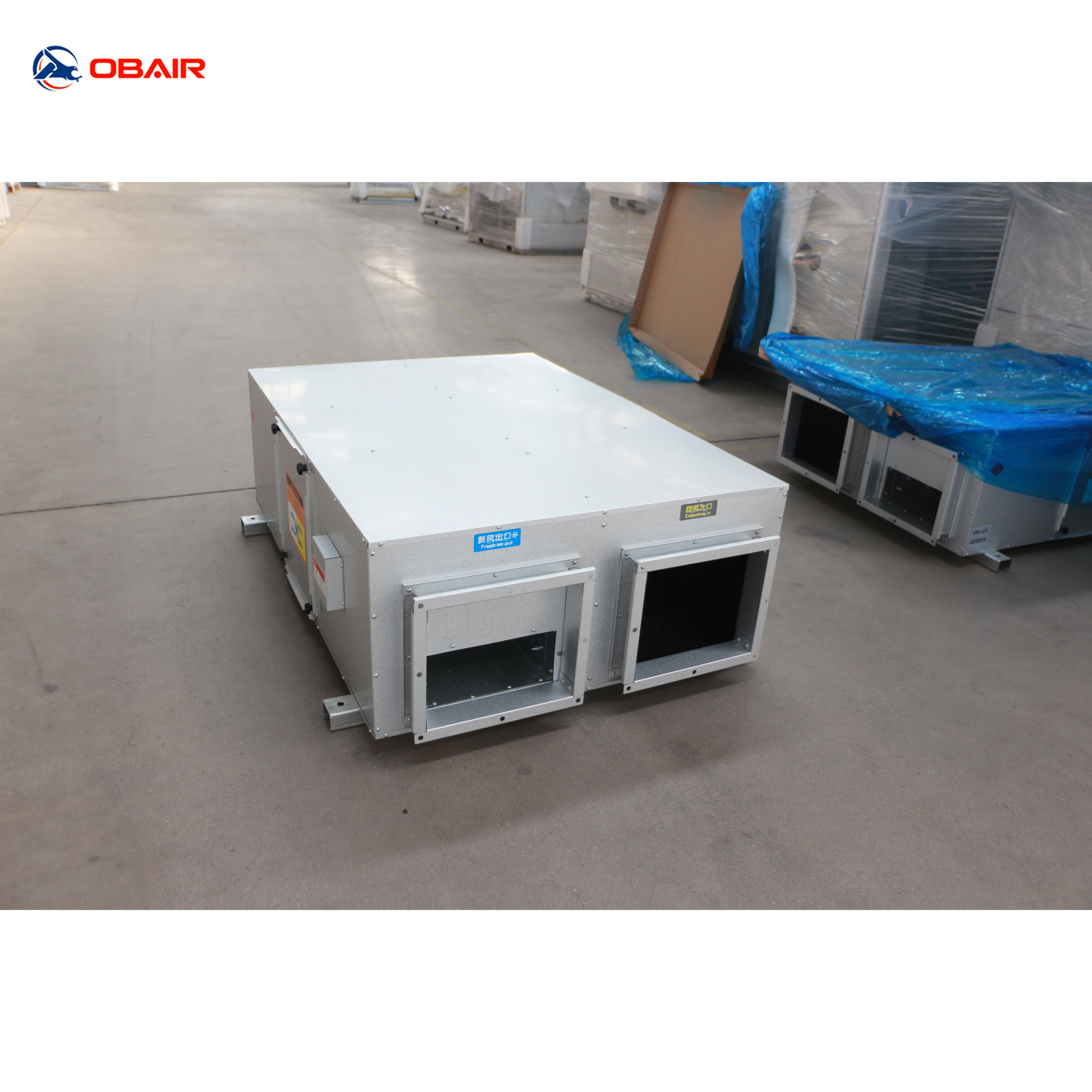Economical High Safety Level Air Recovery Unit Metal Heat Recuperator Low Noise Compressor Motor Engine Ceiling Mount Hotels