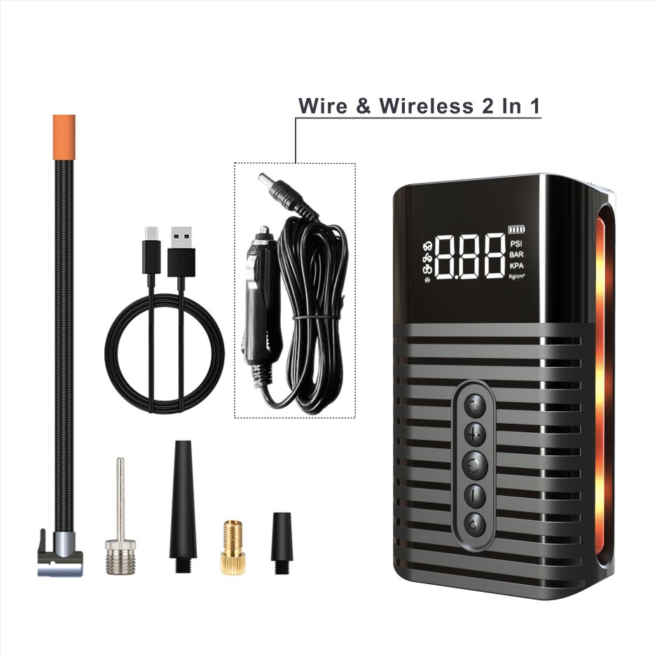 Nexest Portable Electric Air Compressor 150PSI Inflator with Digital Tire Pressure Monitor 6000mAh Battery for Car Tyres