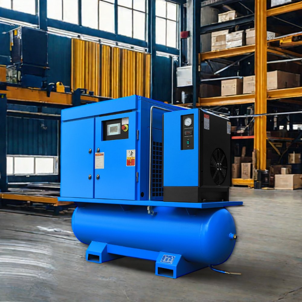 Industrial 11kw 15kw 22kw Screw Air Compressor All-in-One Tank Dryer Filter 8bar-16bar Working Pressure Gas Powered Motor Core