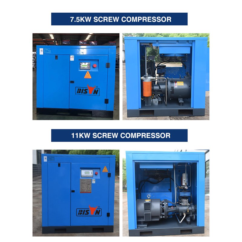 Easy to Install Small 5.5 Kw 7.5kw 15kw 7.5 HP tank Mounted Screw air Compressor 200 Liters tank Screw air Compressor