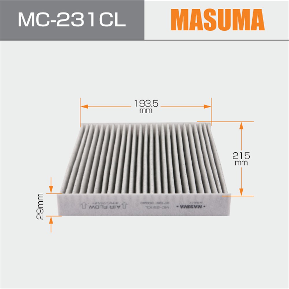 MASUMA Car Air Condition System Parts MC-231CL Cabin Air Filter for Nissan Toyota Corolla Se Sedan Chevrolet Menlo