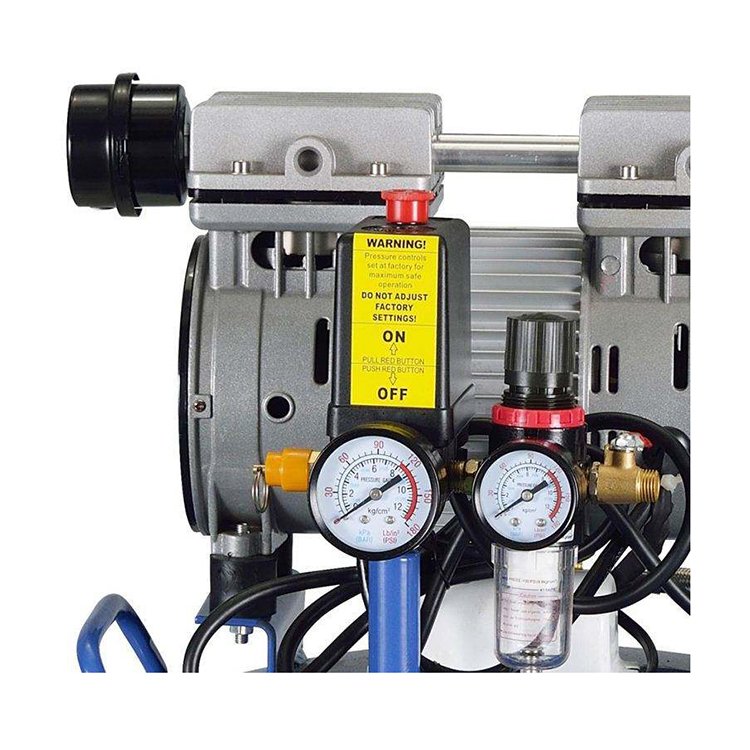 Taizhou Manufacturer 220V 1Hp 6 Bar 8 Bar Space Saving Portable Silent Medical Dental Oil Free Piston Air Compressor With Tank