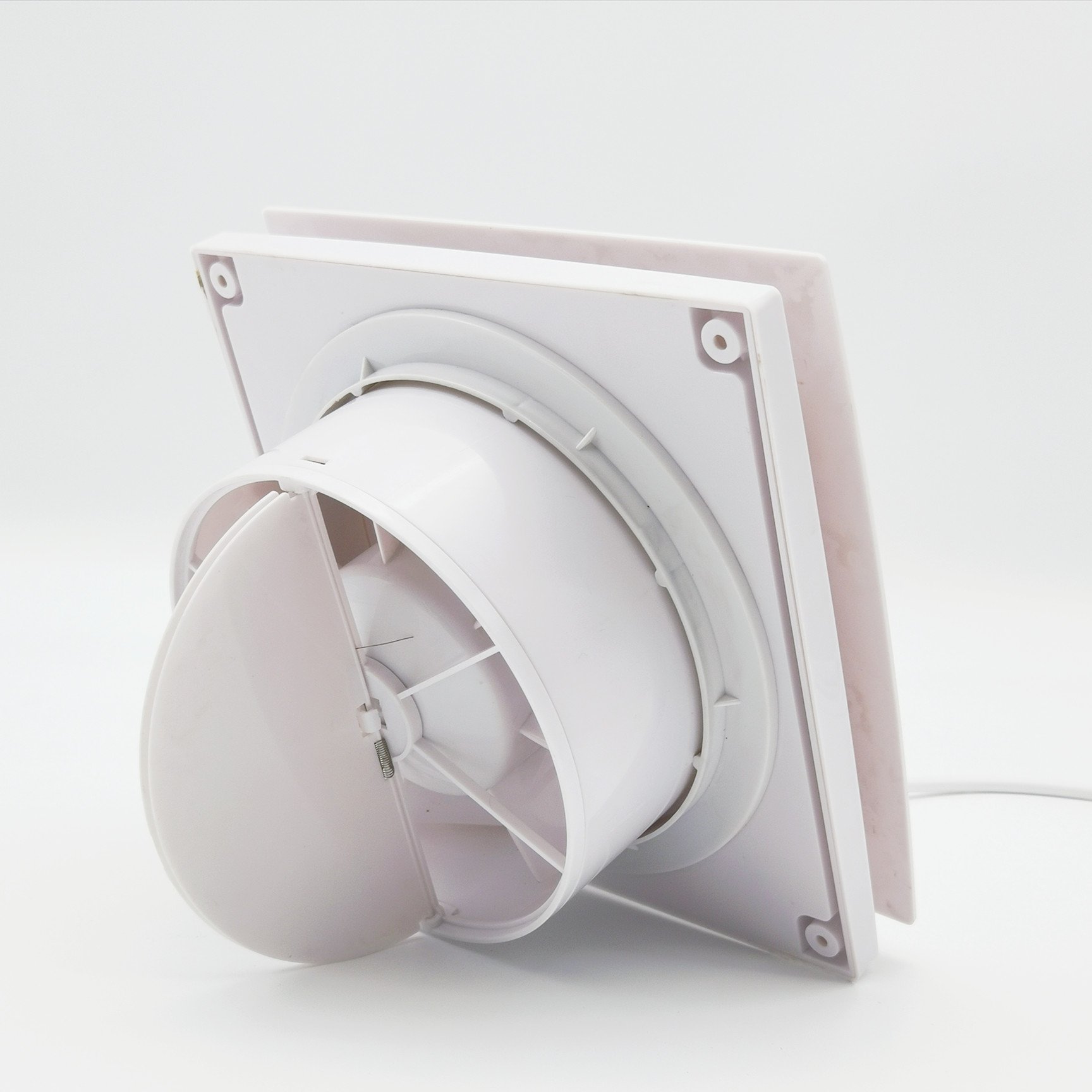 4 Inch Exhaust Fan Plastic with Check Valve Square Wall Mounted Window Bathroom Kitchen Ventilation Fan