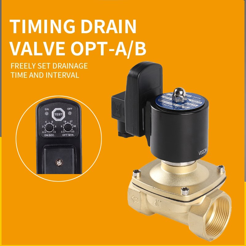 AC220V DC24V 1/2" 3/4" Inch Electric Timer Auto Water Valve Electronic Drain Solenoid Valve for Air Compressor Condensate