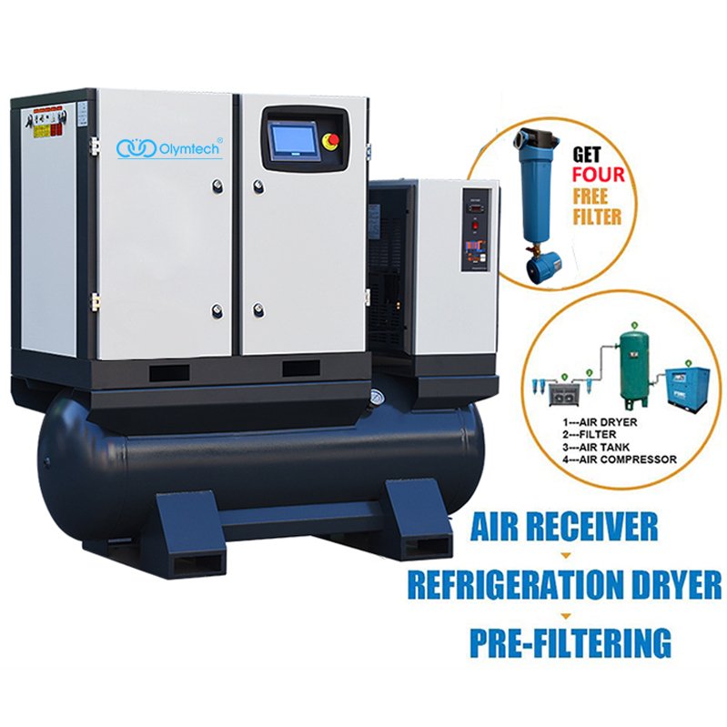 Olymtech 7.5kw PM VSD Rotary Screw Air Compressor 15kw 4-in-1 Industrial Air Compressor 11kw 8Bar 10 Bar Air Compressor