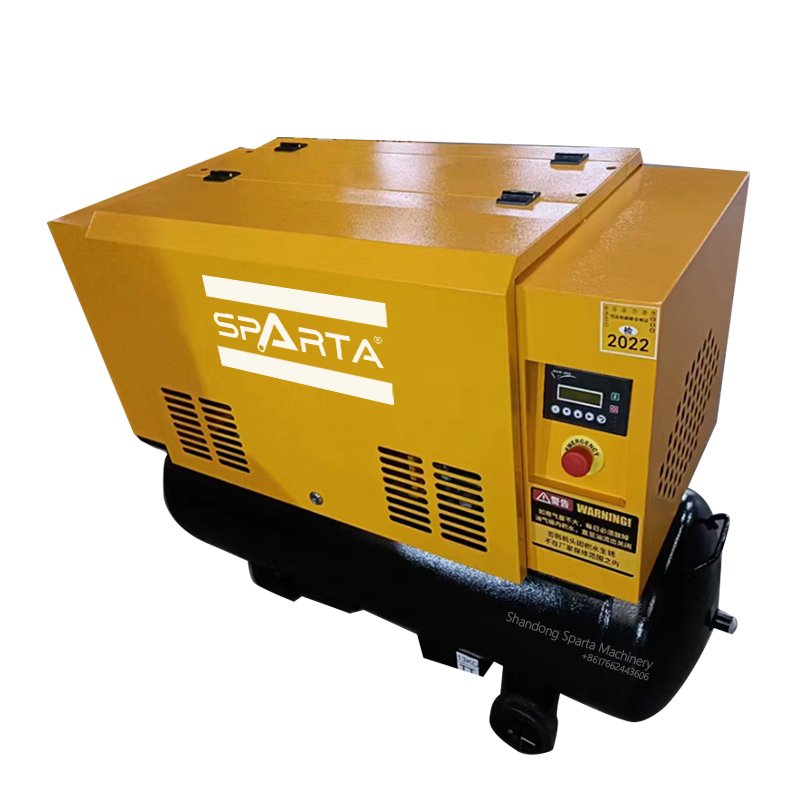 Engineering 7.5KW Two-in-One Power Frequency Movable Screw Air Compressor
