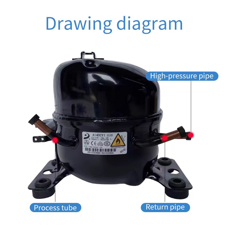 R134a R600a Refrigerator Compressor Refrigeration Equipment Energy Saving High Cooling Capacity Compressor Easy Installation