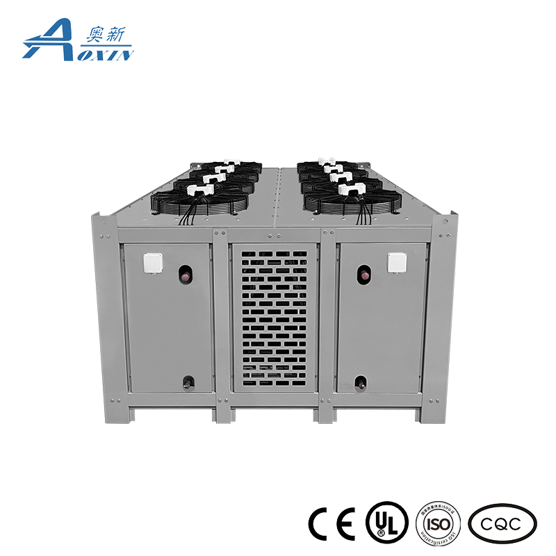 AOXIN W-type Industrial Condenser, Large Upper Air Outlet Air-cooled Condenser With 8 Fans Used Galvanized Sheet