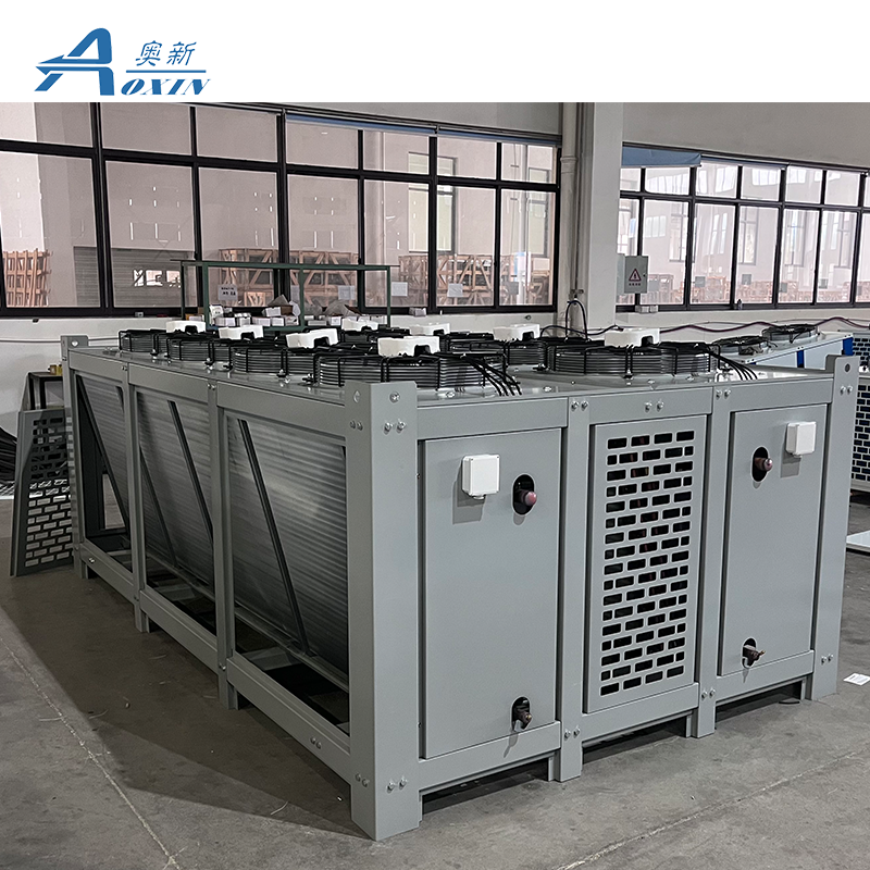 AOXIN W-type Industrial Condenser, Large Upper Air Outlet Air-cooled Condenser With 8 Fans Used Galvanized Sheet