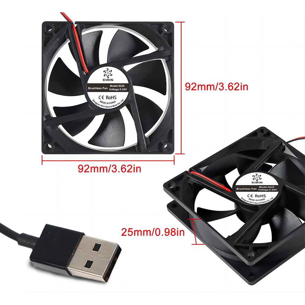 Brushless Dc Axial Flow Fan 9225 5v 3000RPM 92mm*92mm*25mm Air Cooling Fan