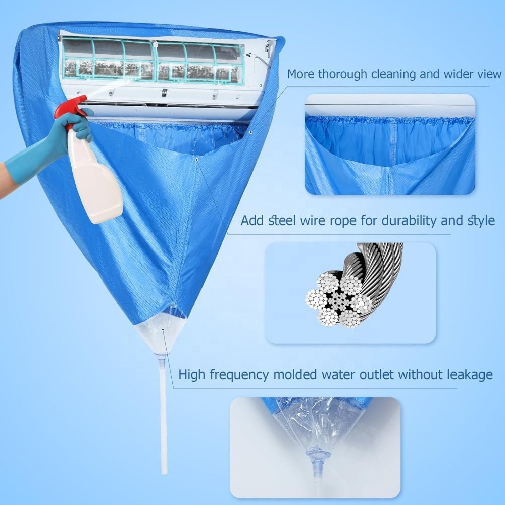 Q537 Waterproof air Conditioner Cleaning Bag Indoor Durable 1-2hp air Conditioner Cleaning Cover Ac Bag Cover Cleaning
