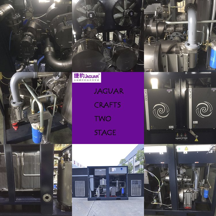 Dual Motor 100hp 75kw 17m3/min Two Stage Compression Energy Saving jaguar PM VSD Screw air Compressor
