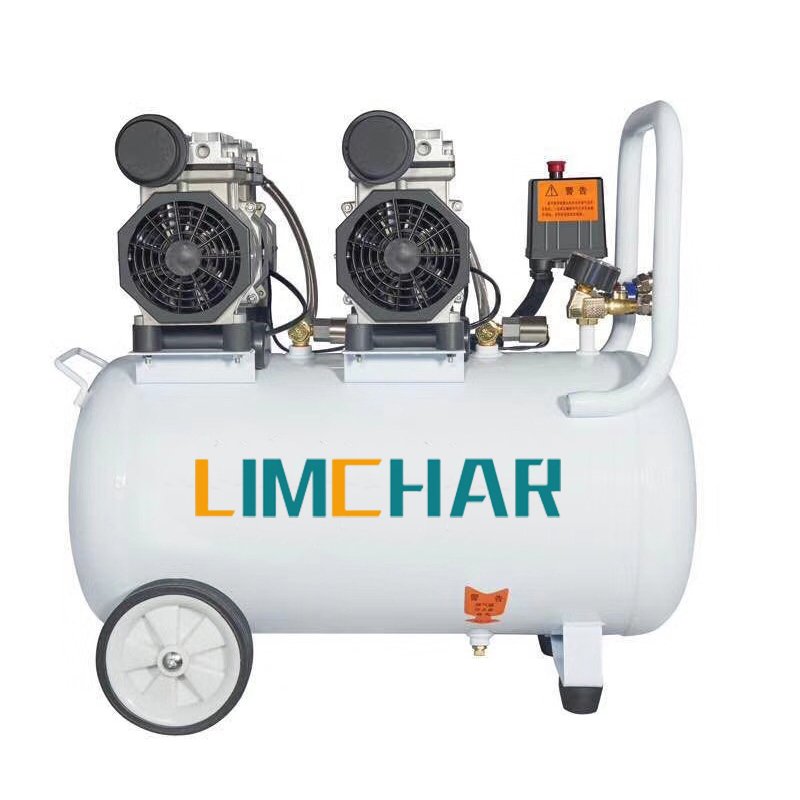 High Quality Low Noise Mini Silent Double Cylinder Portable Oilfree air Compressor 550W/0.75HP-50L