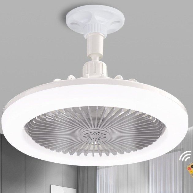 LED fan light E27 screw fan chandelier integrated bedroom living room restaurant energy saving study ceiling fan light