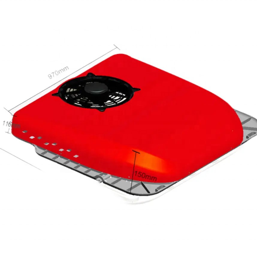 Tractor Air Conditioner AC.161.064.03 Overhead Integrated Machine Red 2600W/8875BTU DC 12V Air Conditioning for Truck Excavator