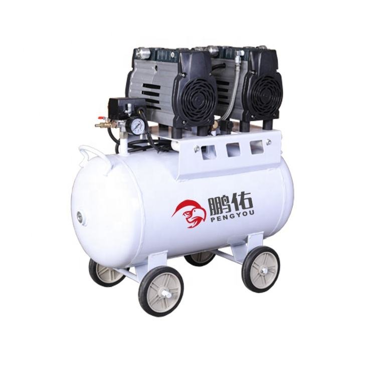 Small Air Piston Oilless Industrial Mute Oil Free Ac Air Compressor Dental Compressor With Dryer and Silent Cabinet