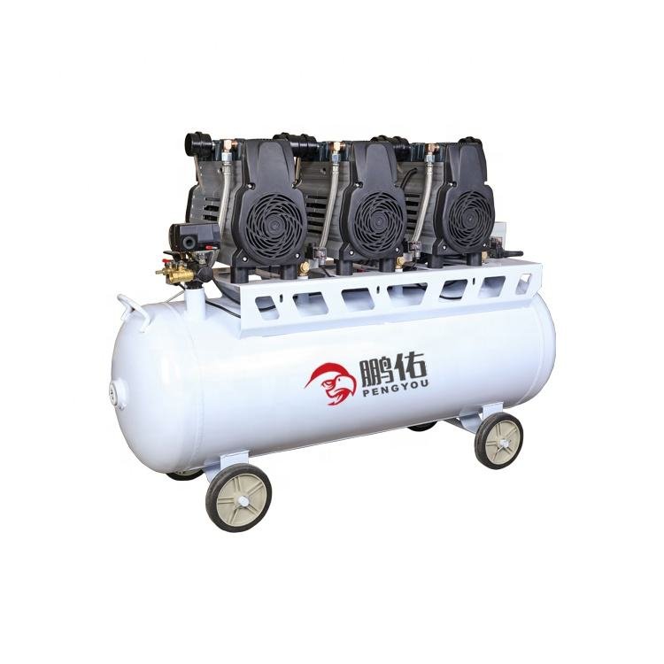 Small Air Piston Oilless Industrial Mute Oil Free Ac Air Compressor Dental Compressor With Dryer and Silent Cabinet