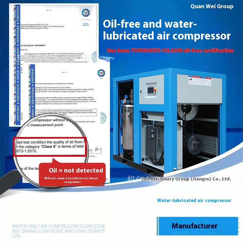 30kw Oil-Free Screw Air Compressor With Full Water Lubrication Industry Explosion-Proof Core Component Pump