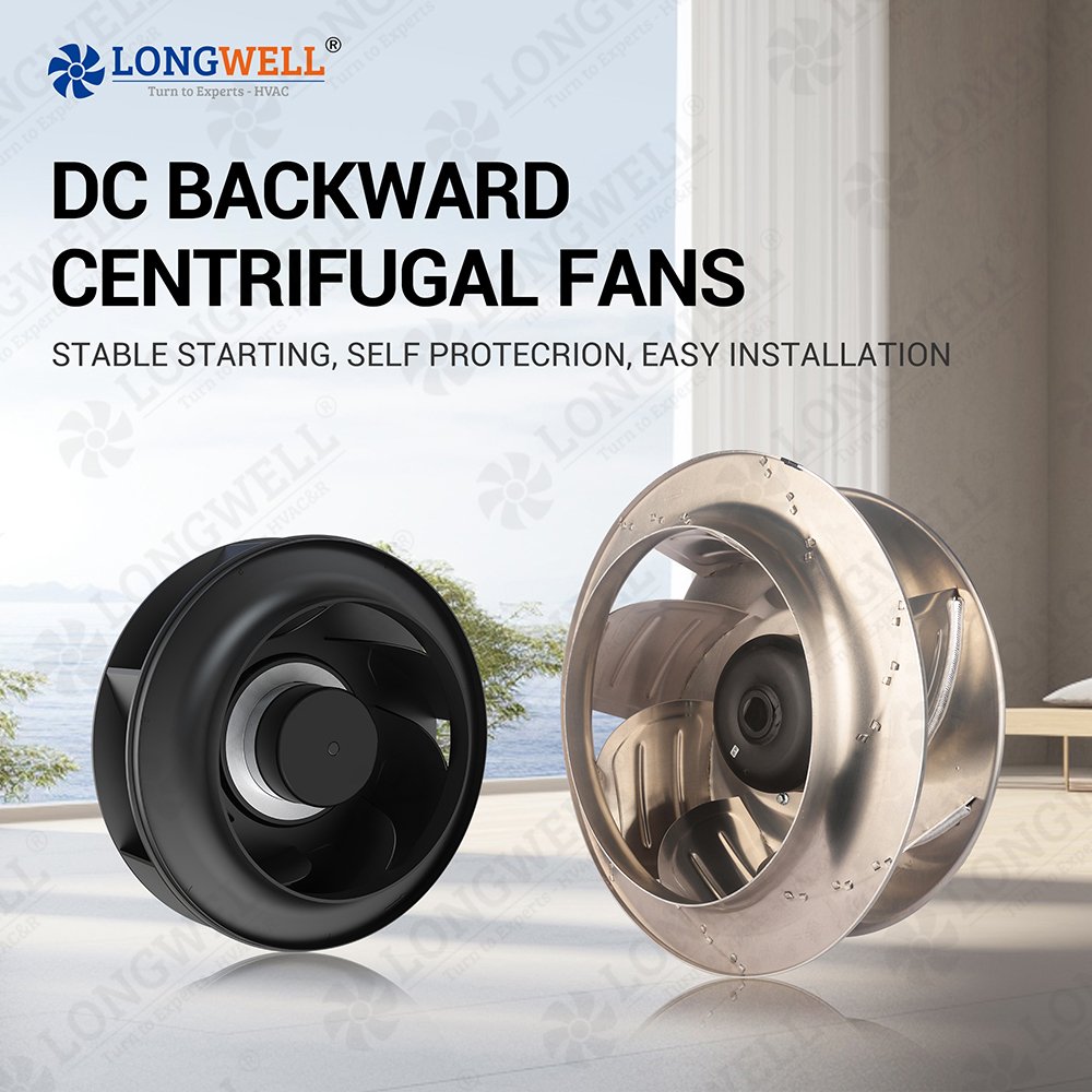 LONGWELL Wholesale 220mm DC 24V 48V BLDC 0~10V PWM DC Backward Centrifugal Ventilation Fan air Purifier