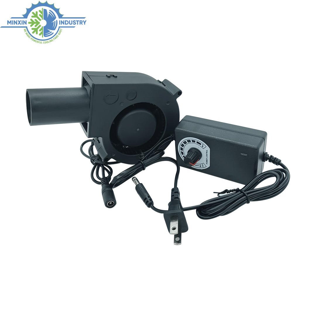 97mm DC 12V 24V 36V High Speed Centrifugal Air Blower Fan with AC Plug 3 Speeds Controller 9733 Heater BBQ Small Blower Fan