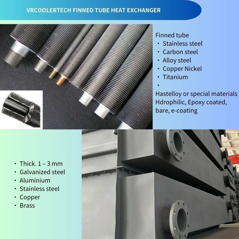 Customized High Efficiency Round Oval Finned Copper Tube Coil Condenser Air Cooled Heat Exchanger for Turbine