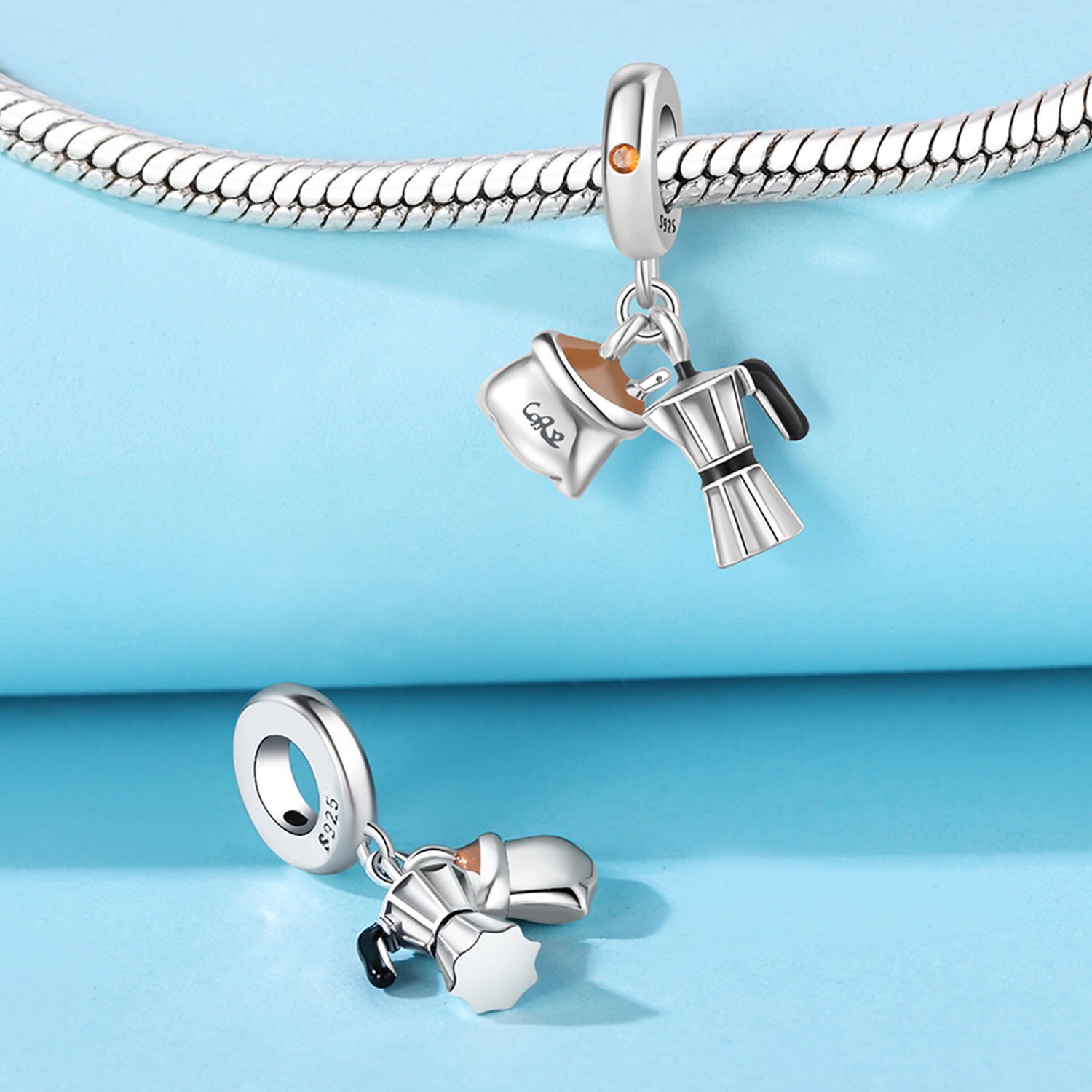 Silver 925 Jewelry Wholesale Original Charms DIY Accessories - Delicious Food Coffee Cake - Beads & Pendants - Europe Hot Sale