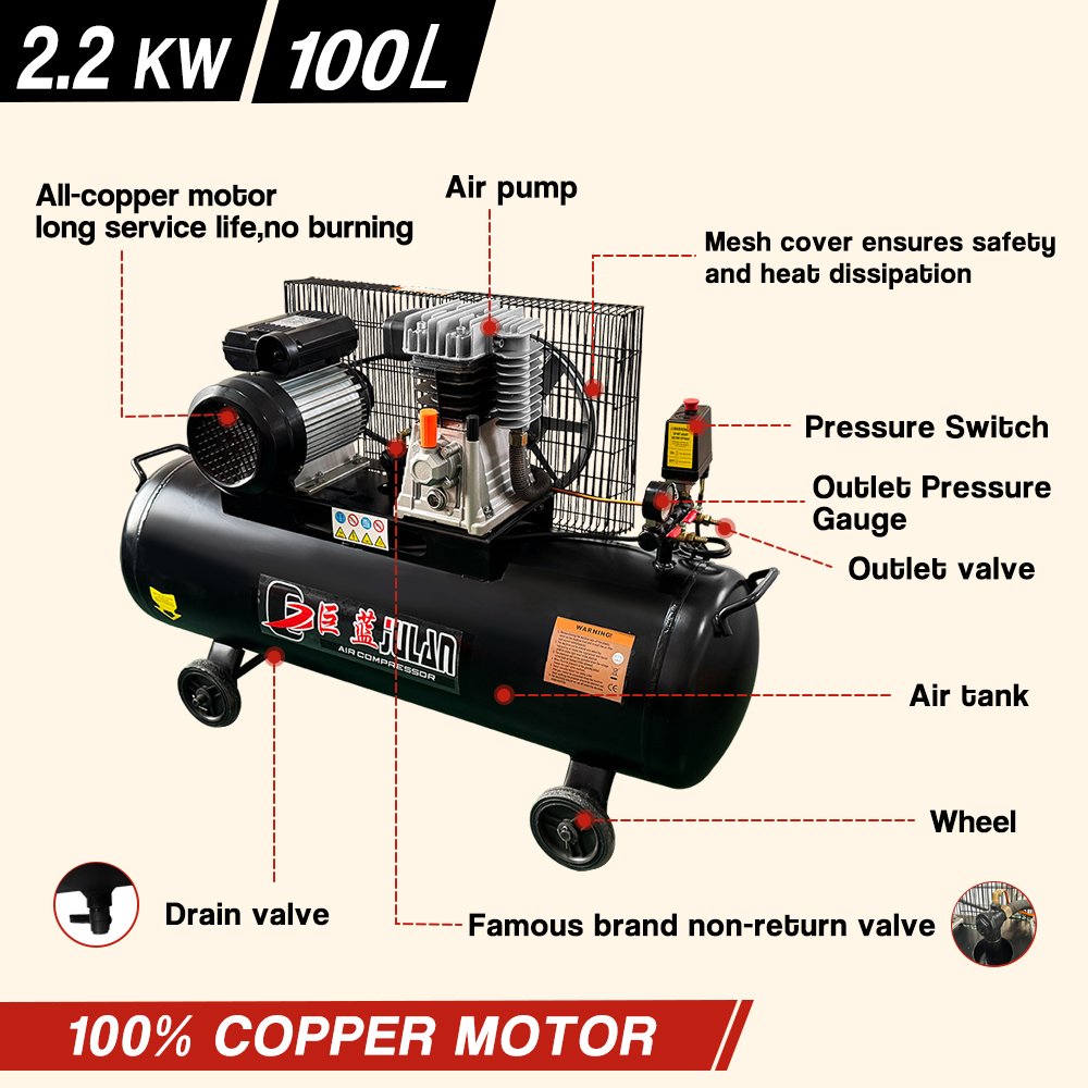 Italian Type 2065 220v 50hz 2.2kw 3hp 100L Portable Air Compressors