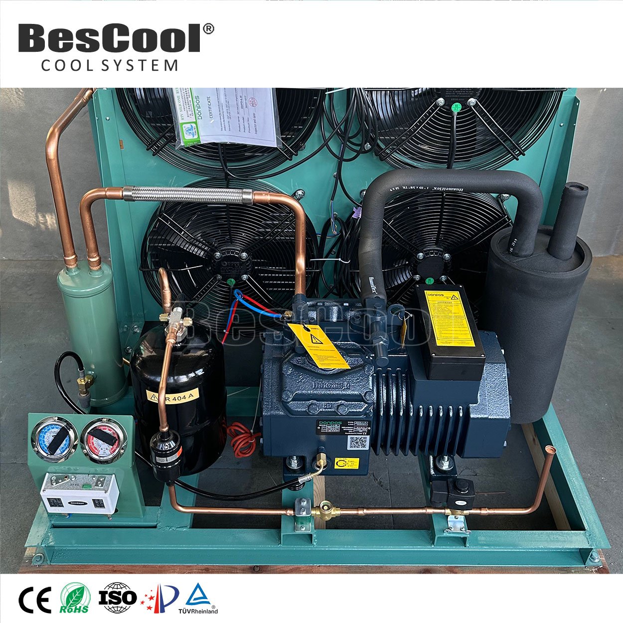 Bescool 25HP Bitzer Compressor High Performance Air Cooled Condensing Unit for Low Temperature Cold Storage Refrigeration 4-Fan