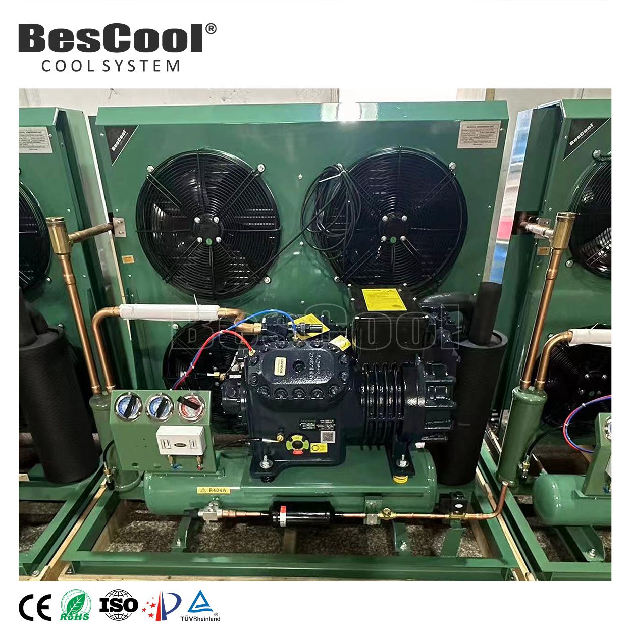 Bescool 25HP Bitzer Compressor High Performance Air Cooled Condensing Unit for Low Temperature Cold Storage Refrigeration 4-Fan