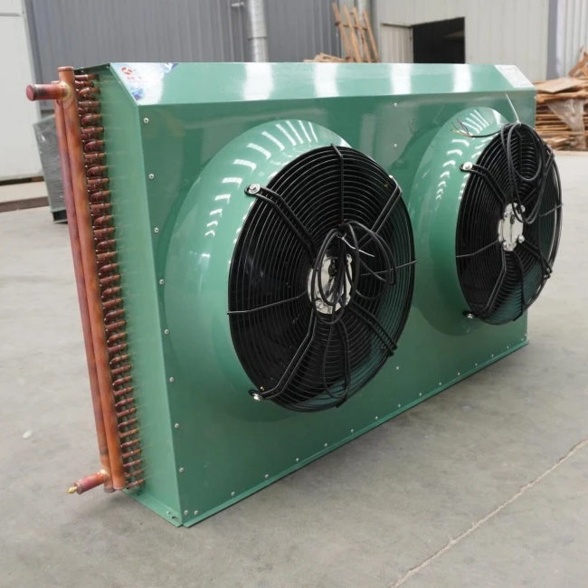 Factory Plate Type Fan Motor Condenser Unit Air Cooled Condenser Heat Exchanger Copper Tube Beef Fish Cold Storage Food Factory