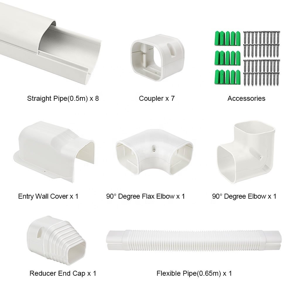 HVAC Tubing Kit Ac Duct Pipe Cover White Pvc Plastic Line Set Cover Mini Split Air Conditioners AC PVC Line Set Cover Kit