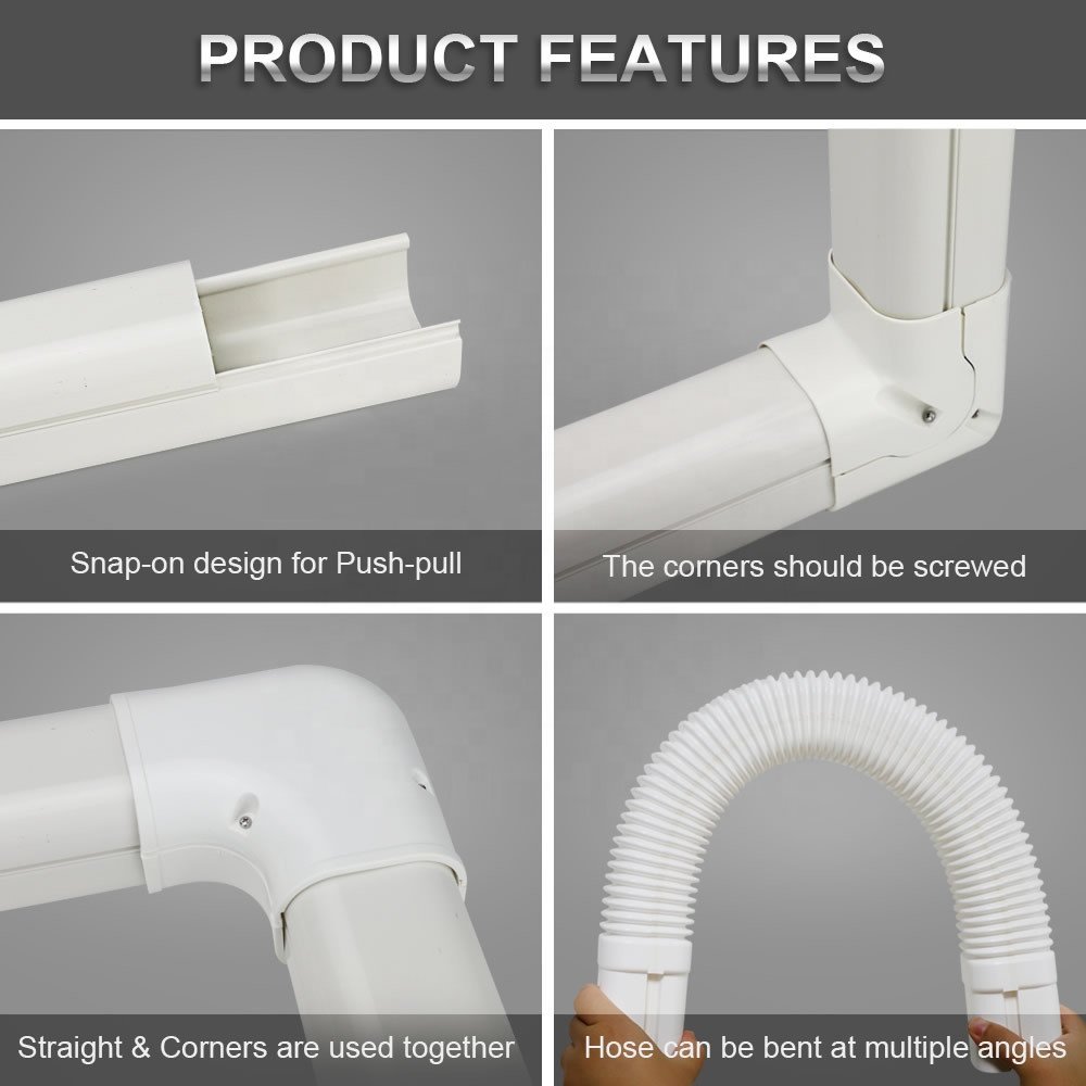 HVAC Tubing Kit Ac Duct Pipe Cover White Pvc Plastic Line Set Cover Mini Split Air Conditioners AC PVC Line Set Cover Kit