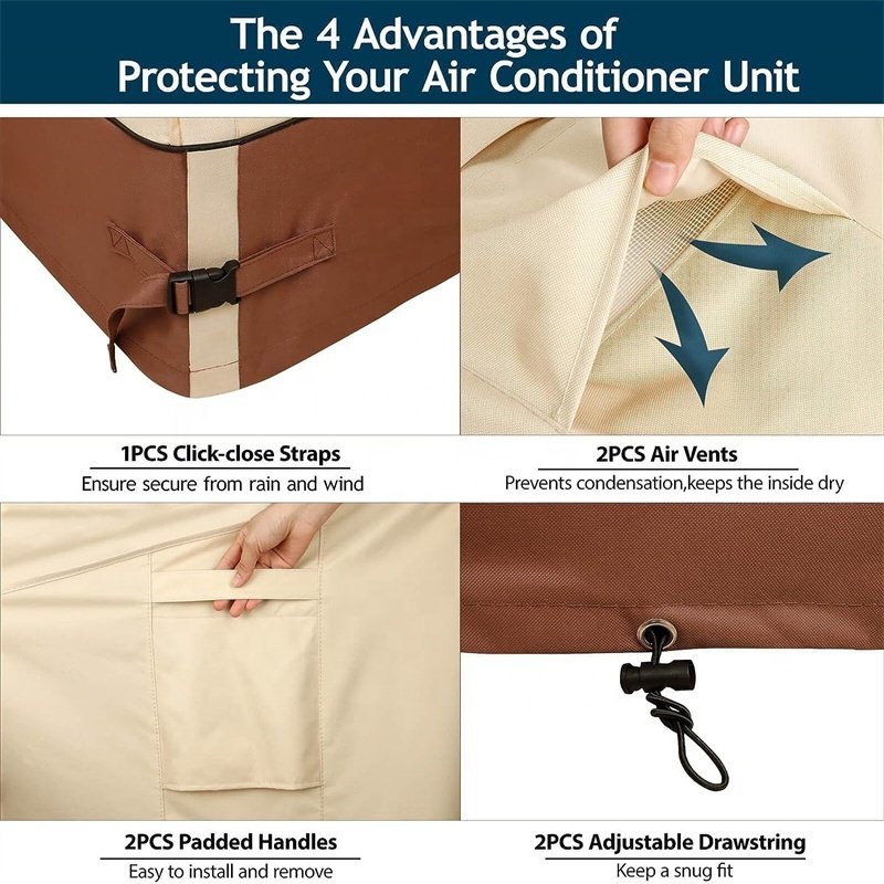 600D Oxford Fabric AC Cover Portable Foldable Dust-proof AC Cover Waterproof Air Conditioner Cover for Outside
