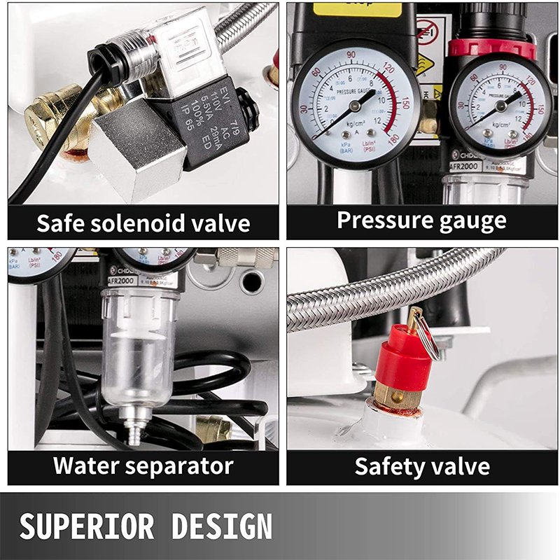 Powerful Performance Silent air Compressor 3000w 240V 80L Oil-free Piston Compressor