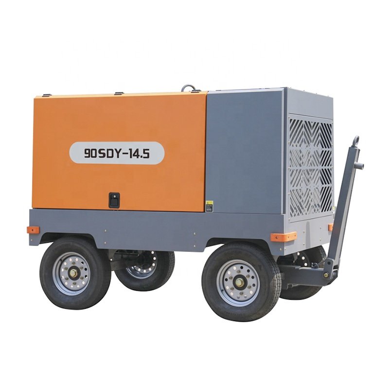 Diesel Engine Driven air Compressor with Quarry Purpose 135L Export diesel Engine Screw air Compressor with Wheels