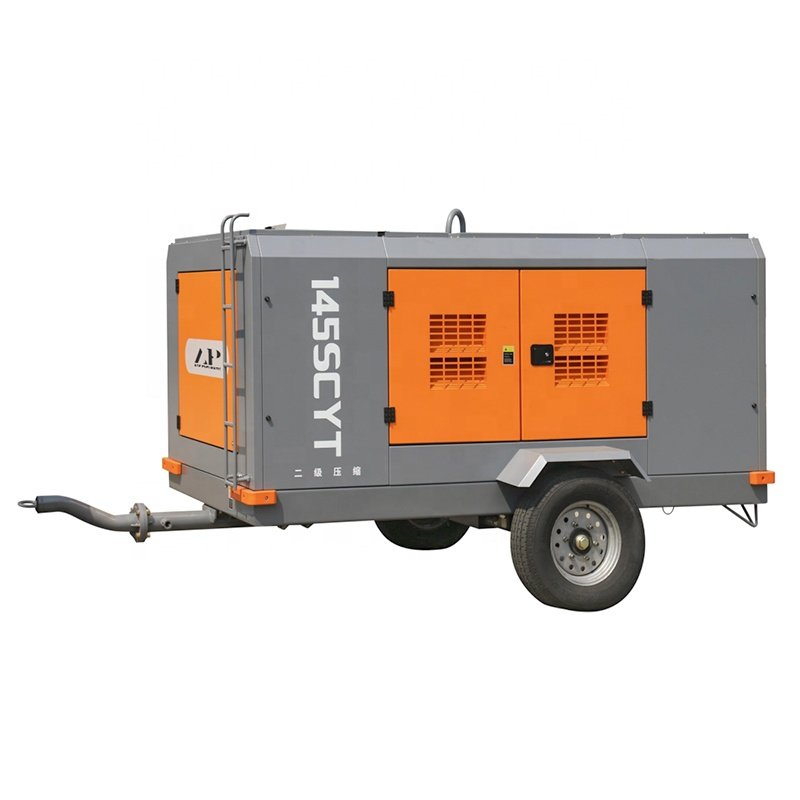 Diesel Engine Driven air Compressor with Quarry Purpose 135L Export diesel Engine Screw air Compressor with Wheels