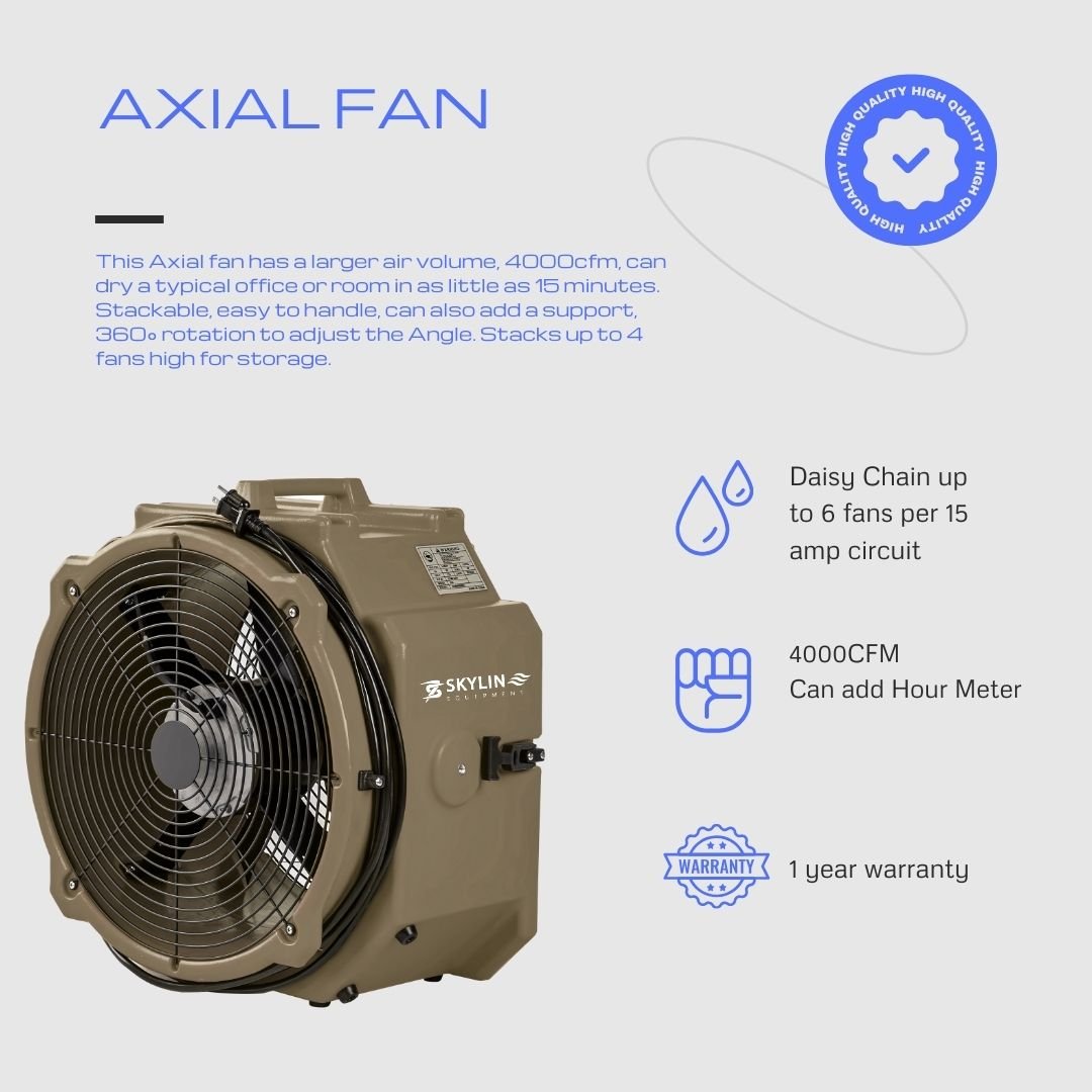 Skyline 2-Speed 4000cfm Powerful Axial Fan with GFCI Outlets for Flood Water Damage restoration