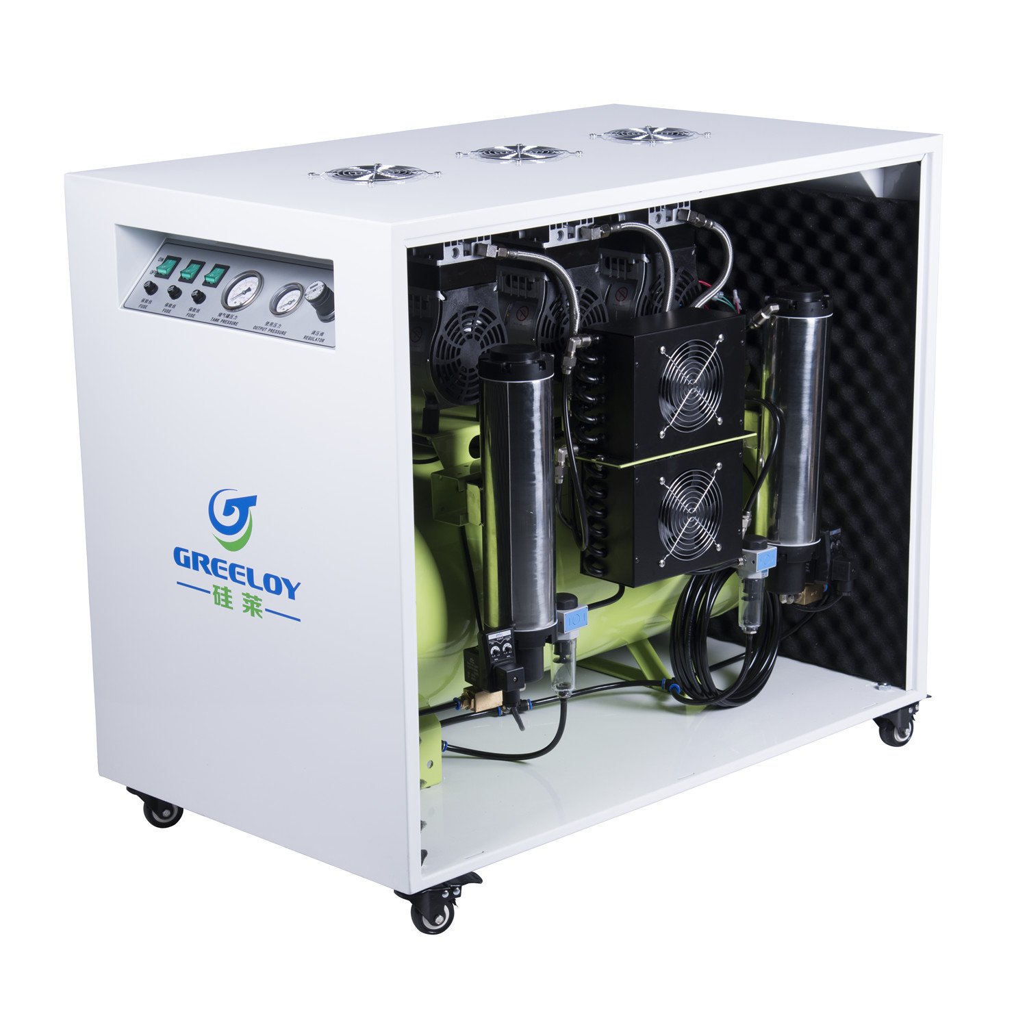 GREELOY 1800W 90L No Oil Lubrication Silent air Compressor