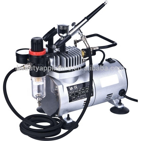 Single-piston Compressor Airbrush Gun Kit with Compressor for Painting Models