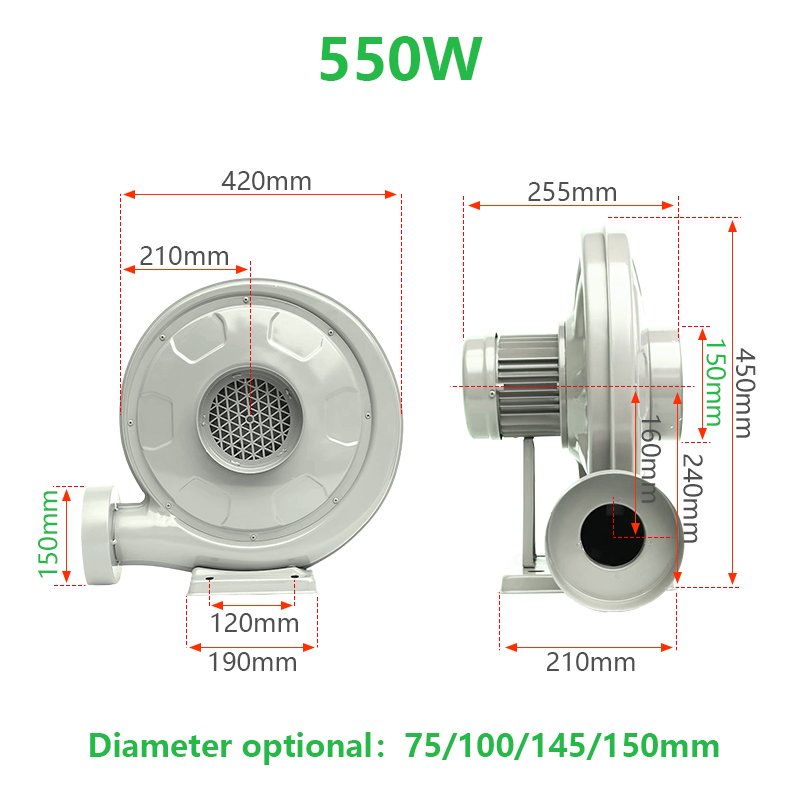 Air Blower Centrifugal 220V 550W Exhaust Fan for CO2 Laser Engraving Cutting Machine Inflatable Blower