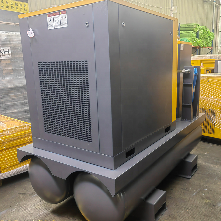Industrial 7.5kw 15kw 22kw 4 in 1 All in One 16bar 8bar Double Tank Screw Air Compressor With Dryer and 500l tank Manufacturer