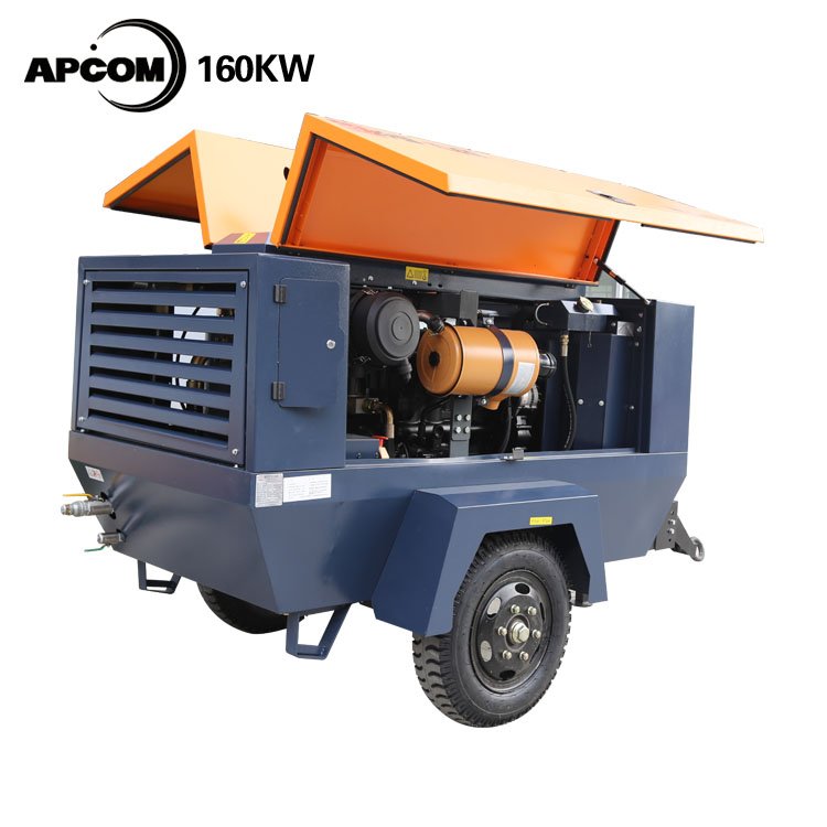 Portable Diesel Powered Engine Mining Compressor APCOM 185 CFM Screw air Compressors 10bar 185cfm Aircompressor for Drilling Rig