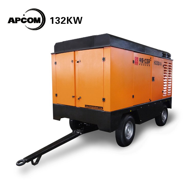 Portable Diesel Powered Engine Mining Compressor APCOM 185 CFM Screw air Compressors 10bar 185cfm Aircompressor for Drilling Rig