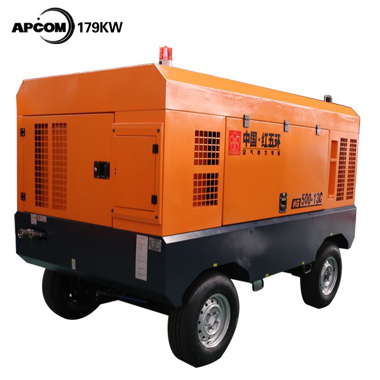 Portable Diesel Powered Engine Mining Compressor APCOM 185 CFM Screw air Compressors 10bar 185cfm Aircompressor for Drilling Rig